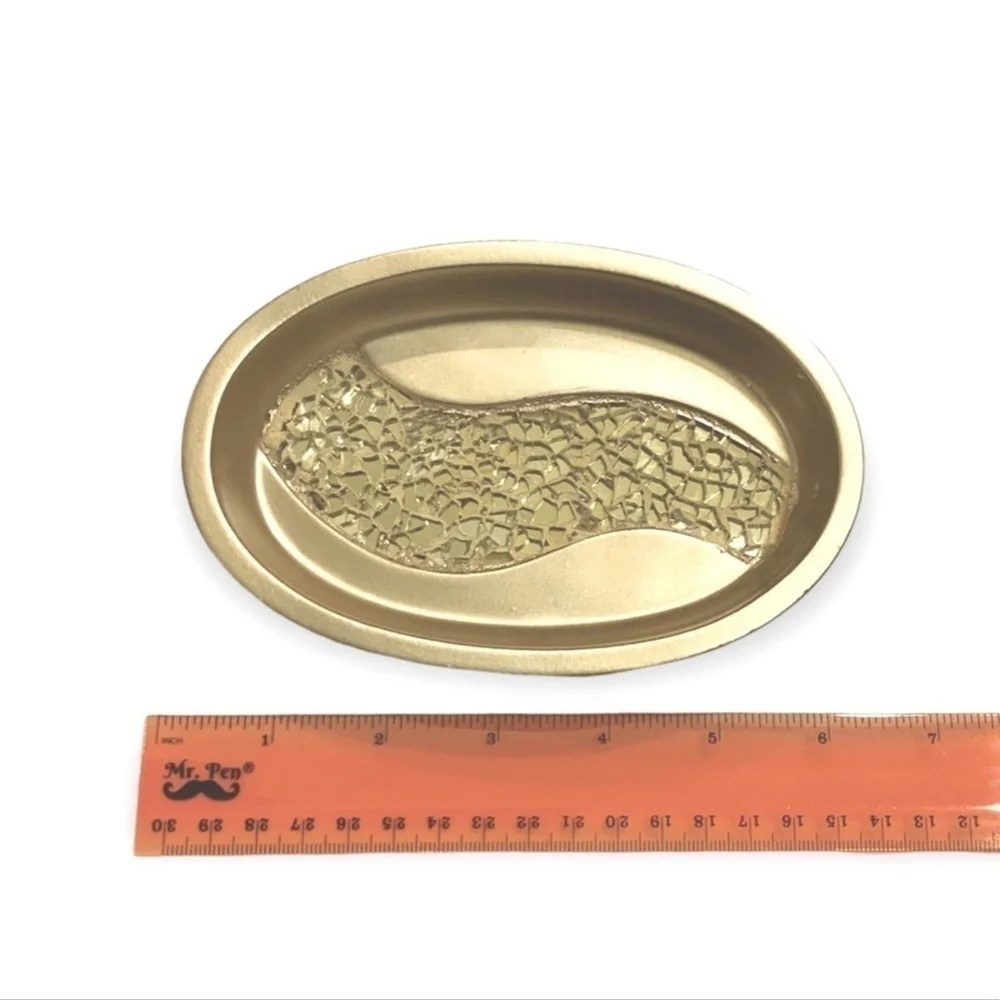 Champagne Gold Mosaic Glass Sparkle Sinatra Bath Accessory Matching 3 Pieces